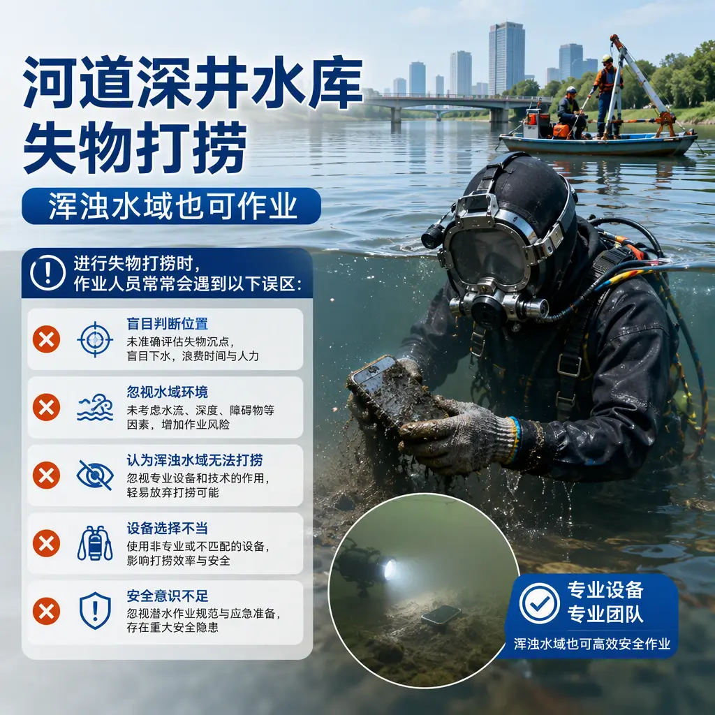 河道深井水库失物打捞，浑浊水域也可作业博野