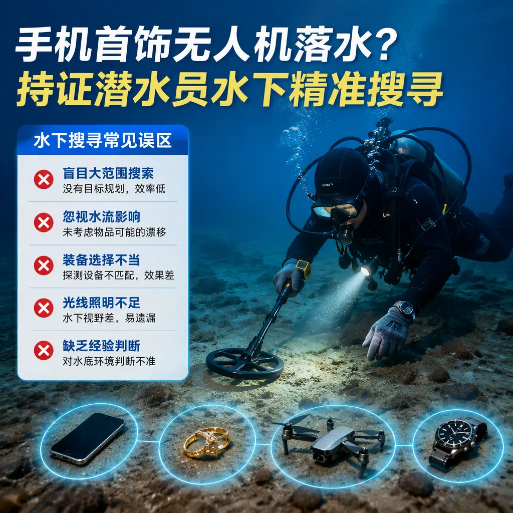 手机首饰无人机落水？博野持证潜水员水下精准搜寻